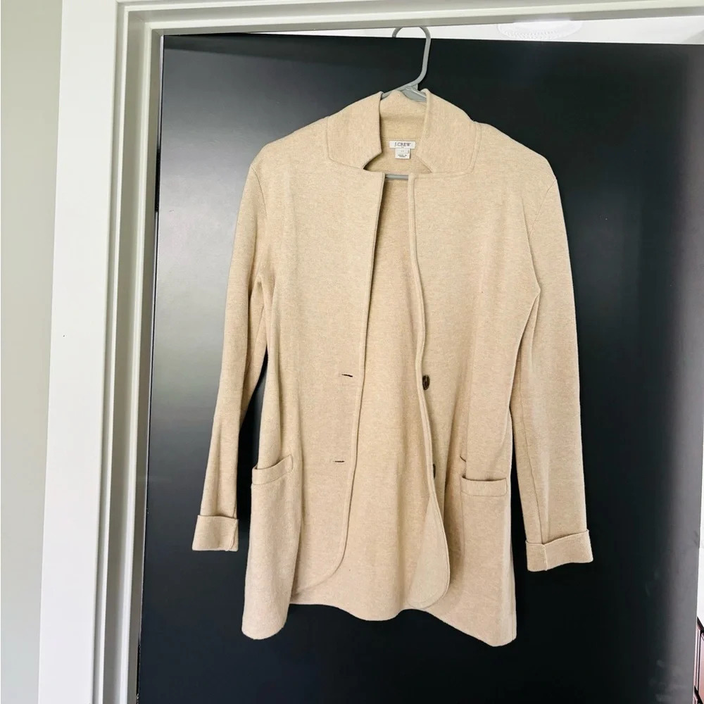 J. Crew Women's Beige Sweater Blazer - Picture 2 of 6